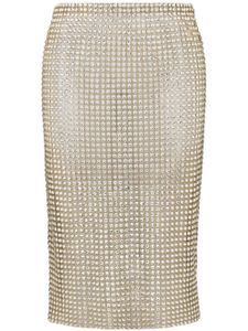 Dolce & Gabbana rhinestone mesh midi skirt - Or