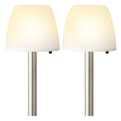 Set van 10x stuks solar tuinlamp/prikspot schemerlamp op zonne-energie 28 cm