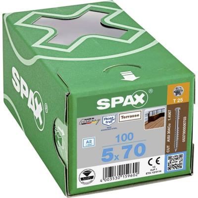 SPAX 537000500703 R 88192 Zylinderkopf T-STAR Terrasschroeven 5 mm 70 mm Torx, Binnen-T RVS V2A Roestvast 100 stuk(s)