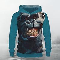 dier Grappig Voor heren Modieus 3D-afdrukken Trui met capuchon Hoodies blauw Strakke ronde hals Herfst Winter Ontwerper Sweatshirt met capuchon Lightinthebox