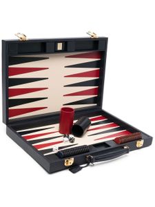 Aspinal Of London jeu de backgammon en cuir grainé (17 pouces) - Bleu