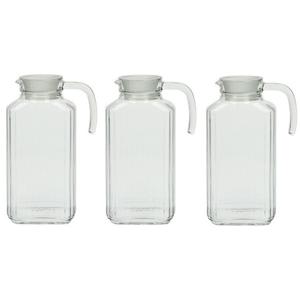 Schenkkan - 3x - transparant - 1,7 liter - 26 x 9 x 16 cm - glas - met handvat - waterkan - sapkan