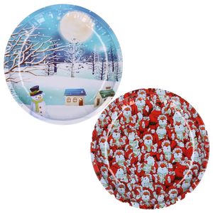 Kerst borden - 2x st - 26 cm - metaal - kerst thema - kerstservies kerst bordjes