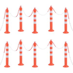 VidaXL Verkeerspalen met ketting 10 st 75 cm pe