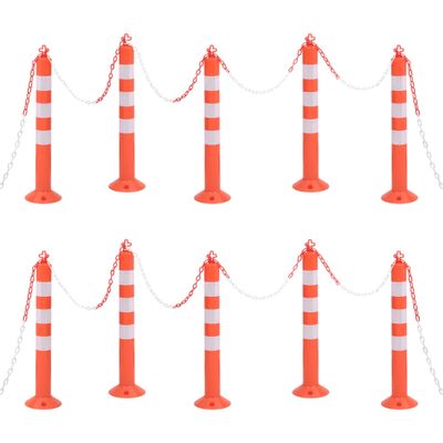 VidaXL Verkeerspalen met ketting 10 st 75 cm pe
