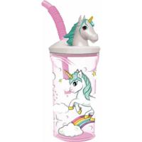 Beker met Rietje Stor Unicorn Rainbow Roze (360 ml)