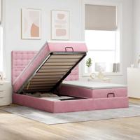 Ottoman bed met matrassen en LED's 160x200cm fluweel roze