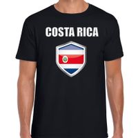 Costa Rica landen supporter t-shirt met Costa Ricaanse vlag schild zwart heren