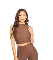 LA Sisters Honeycomb Crop Top Brown - Maat XS - Kleur: Bruin | Soccerfanshop LA Sisters Honeycomb Crop Top Brown - Maat XS - Kleur: Bruin | Soccerfanshop