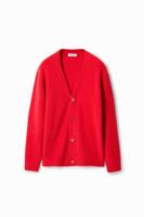 Gestructureerde effen cardigan - RED - XL