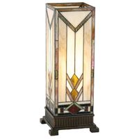 HAES DECO - Tiffany Tafellamp Beige, Geel 18x18x45 cm Fitting E27 / Lamp max 1x60W