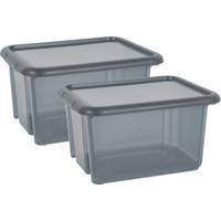 EDA Opbergbox 30L - 2x - grijs - stapelbaar - L44 x B36 x H25 cm - kunststof - Bak/doos met deksel