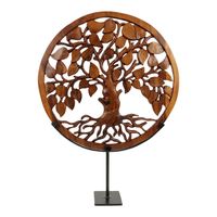Houten Beeld Tree of Life op Standaard (54 x 39 x 10 cm) - thumbnail