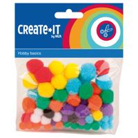 Haza Witbaard Gekleurde pompoms, 78st.