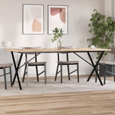 Eettafel X-frame 200x100x75,5 cm grenenhout en gietijzer