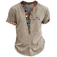 Voor heren Henley-shirt Grafisch Tribal Opstaand Kleding 3D-afdrukken Buiten Dagelijks Korte mouw nappi Afdrukken Modieus Ontwerper Basic Lightinthebox