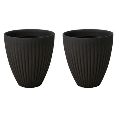 Plantenpot/bloempot - 2x - Tuin - kunststof - antraciet grijs - D40 x H42 cm