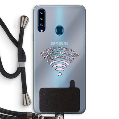 Home Is Where The Wifi Is: Samsung Galaxy A20s Transparant Hoesje met koord