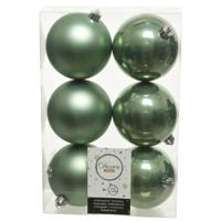 Decoris Kerstballen - 6x st - salie groen - D8 cm - kunststof - kerstversiering