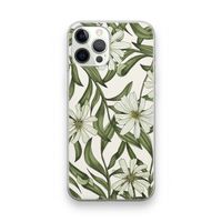 Wit bloemenpatroon: iPhone 12 Pro Transparant Hoesje