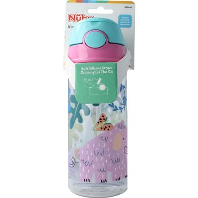 Nuby Beker zacht rietje drukknop roze 540ml 4+ jaar Nuby Beker zacht rietje drukknop roze 540ml 4+ jaar