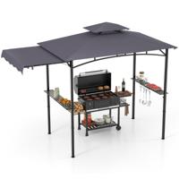 Grillpaviljoen met Zijmarkies Dubbeldak 2 Zijplanken & Haken Tuinpaviljoen BBQ Paviljoen Donkergrijs