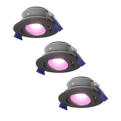 Set van 3 Lima smart inbouwspots - Wifi + Bluetooth - RGBWW - GU10 5,5 Watt 345 Lumen - Kantelbaar - Google Home, Amazon Alexa en Siri - IP65 Waterdicht - Zwart - Bestuurbaar via app en stem