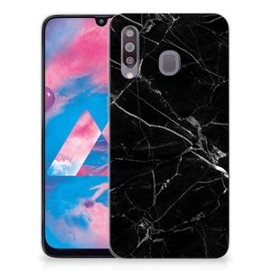 Samsung Galaxy M30 TPU Siliconen Hoesje Marmer Zwart - Origineel Cadeau Vader