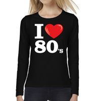 Eighties long sleeve shirt met I love 80s bedrukking zwart voor dames 2XL  -