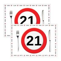 Placemat 21 jaar - 20x stuks - 42 x 30 cm - 90g - papier - verjaardag - jubileum
