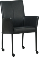 Zwarte leren moderne eetkamerstoel Comfort - Granada leer Black (zwart leer)