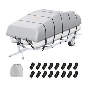 VEVOR pontonboothoes, 28"-27" waterdichte trailerbare pontonhoes, 800D Marine Grade PU Oxford-stof, met motorhoes, 16 winddichte gespriemen, grijs