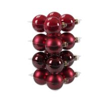 Kerstballen - 16x st - rood/donkerrood - 8 cm - glas - mat/glans