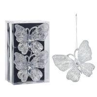 Christmas Decoration kersthangers vlinders - 4x st- kunststof - 15 cm - Kersthangers