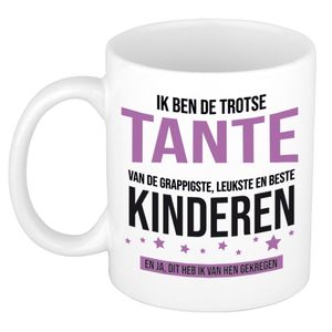 Cadeau koffie/thee mok voor tante - paars - trotse tante - keramiek - 300 ml