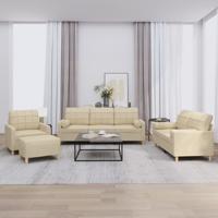 4-delige Loungeset met kussens stof crèmekleurig