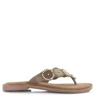 Lazamani Lazamani - Leren versierde teenslipper Beige Leer Teenslippers Dames