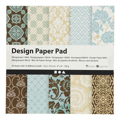 Creativ Company Design papierblok lichtblauw/bruin, 50 vellen