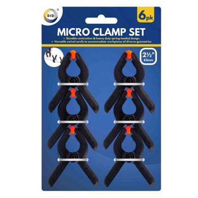 Mini zeilklem/hobby clip set van 6x - 6 cm - kunststof - Dekzeil klemmen - Camping/outdoor klemmen