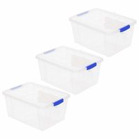 3x Opslagbakken/organizers met deksel 16 liter 40 cm transparant