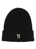 11 By Boris Bidjan Saberi bonnet nervuré à logo brodé - Noir