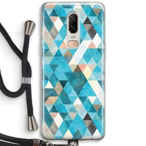 Gekleurde driehoekjes blauw: OnePlus 6 Transparant Hoesje met koord
