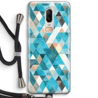 Gekleurde driehoekjes blauw: OnePlus 6 Transparant Hoesje met koord