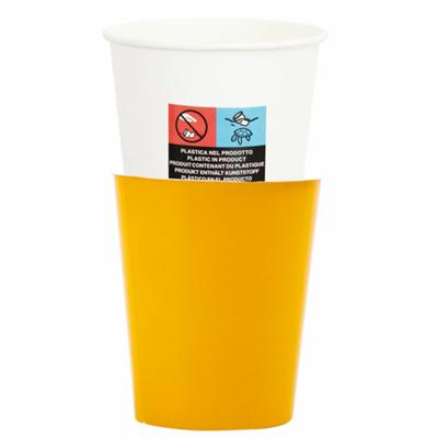 Feestbekers met hoesjes - 8x - geel - papier - 250ml