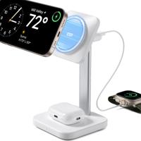 2-in-1 Watch Wireless Charging Set (HaloLock) - White - US PLUG