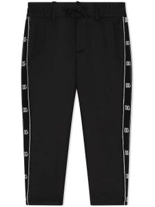 Dolce & Gabbana Kids pantalon en laine à bande logo - Noir