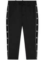 Dolce & Gabbana Kids pantalon en laine à bande logo - Noir