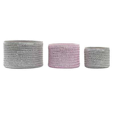 Mandenset DKD Home Decor Grijs Roze Polypropyleen 27 x 27 x 17 cm