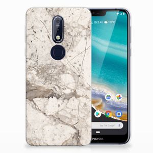 Nokia 7.1 TPU Siliconen Hoesje Marmer Beige