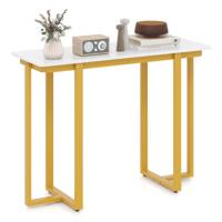 Moderne Halconsoletafel in Marmerlook met Geometrisch Metalen Frame Smalle Bijzettafel voor Woonkamer Hal Entree Gouden